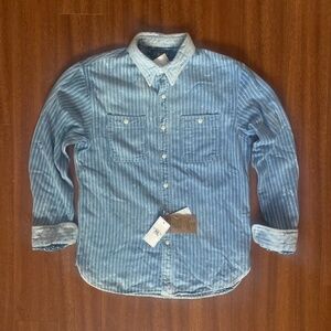 RRL Ralph Lauren Work Shirt Indigo Blue Worker Small NWT